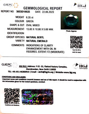7.04/CT Natural Panna Stone with Govt. Lab Certificate (56610)
